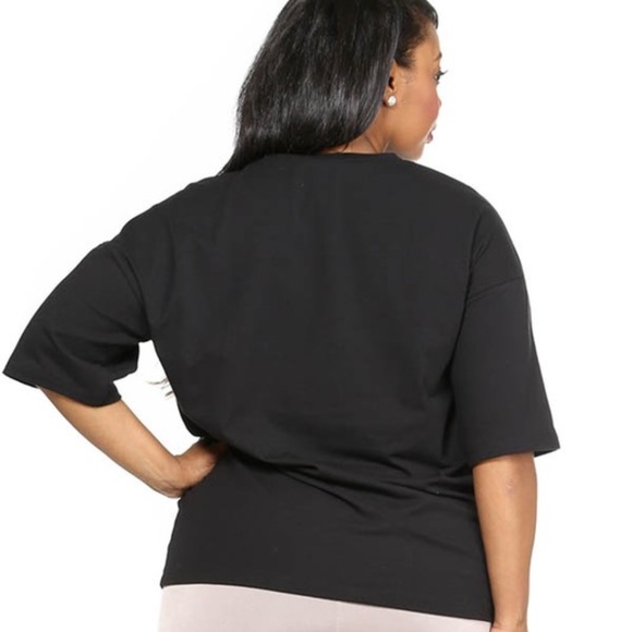 1x-3x New Plus Size Front Cutout Black Top - Picture 3 of 5